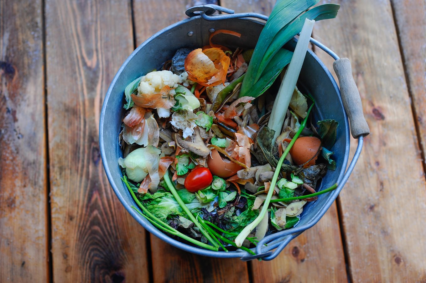 Bucket of wood waste