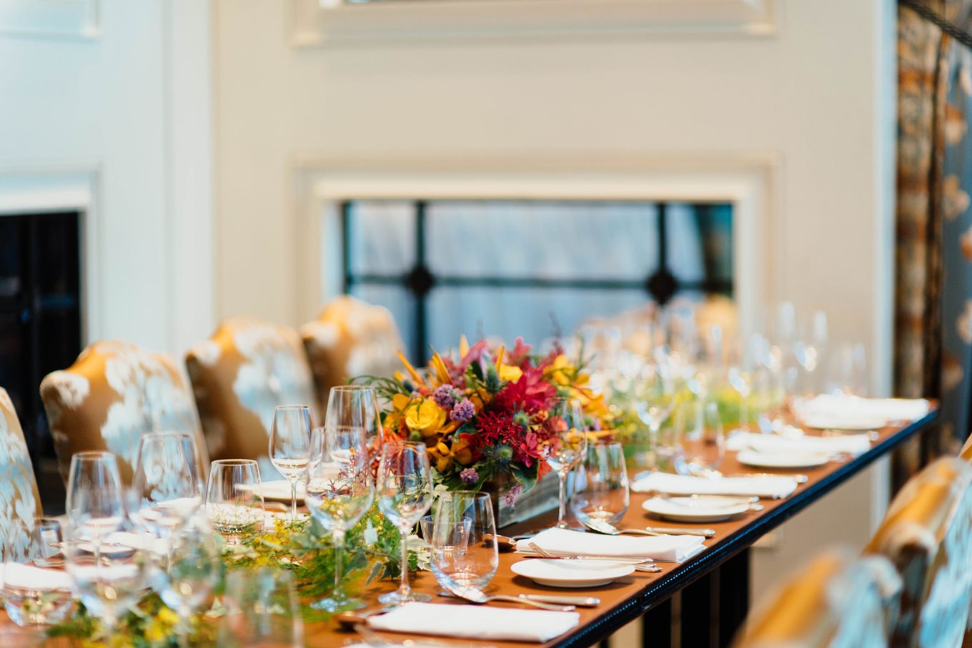 Long table set for dinner