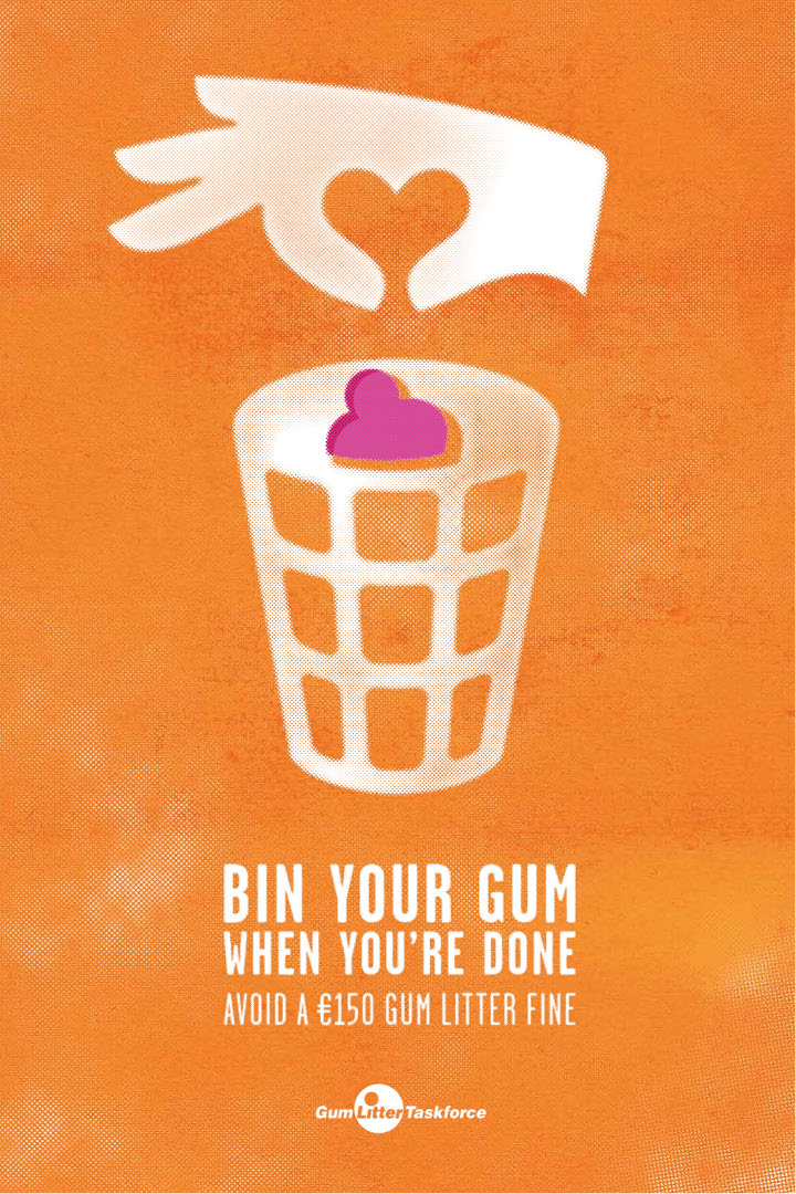 Bin your gum - orange poster