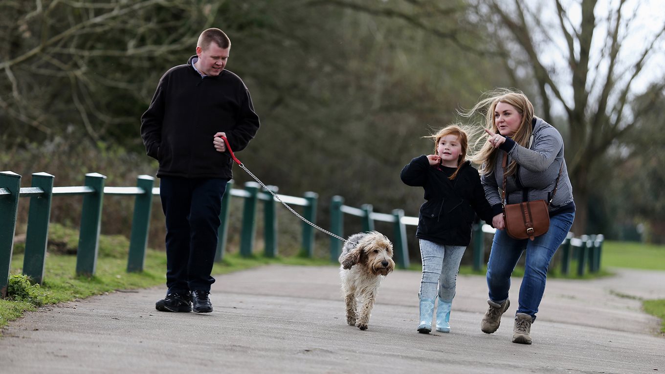 Family walking in the park