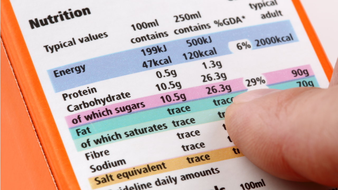 A nutrition label