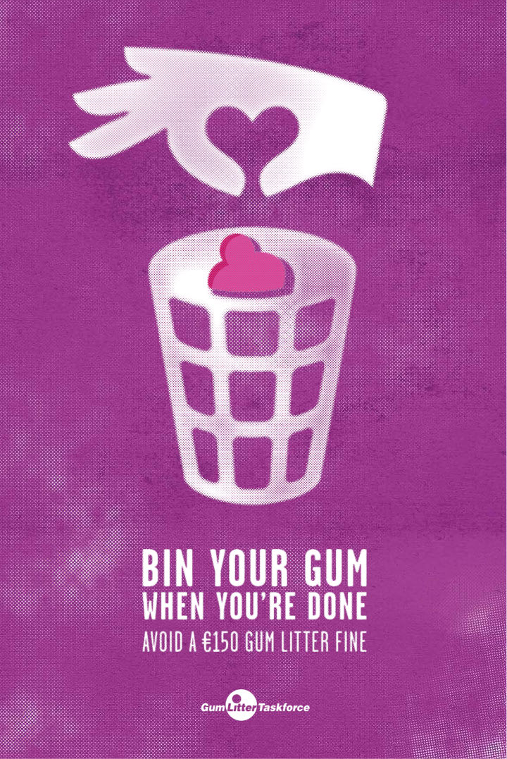 Bin your gum - purple poster