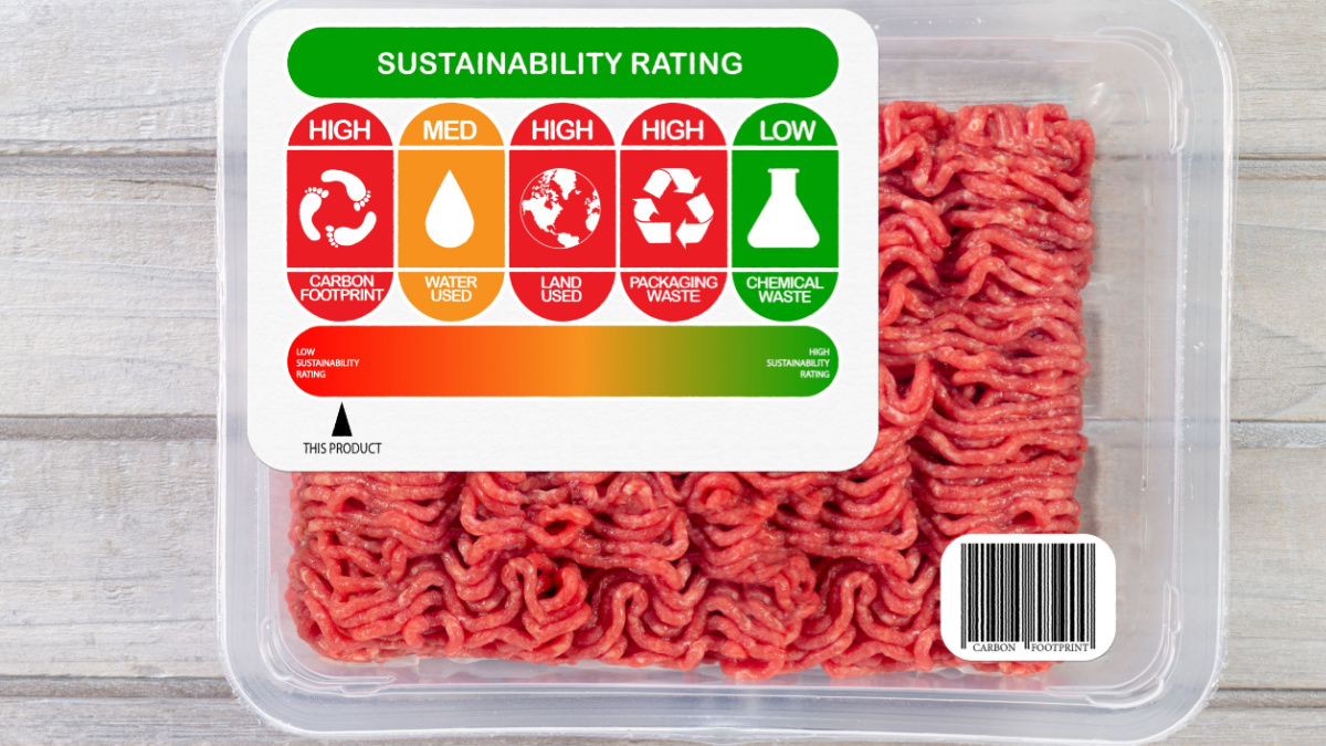 Carbon label on minced meat