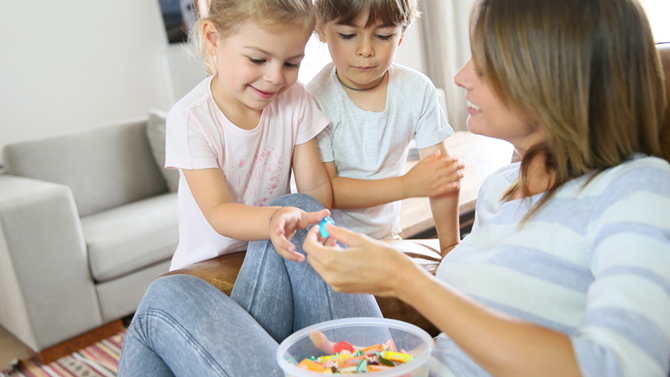 Mother with treats for kids