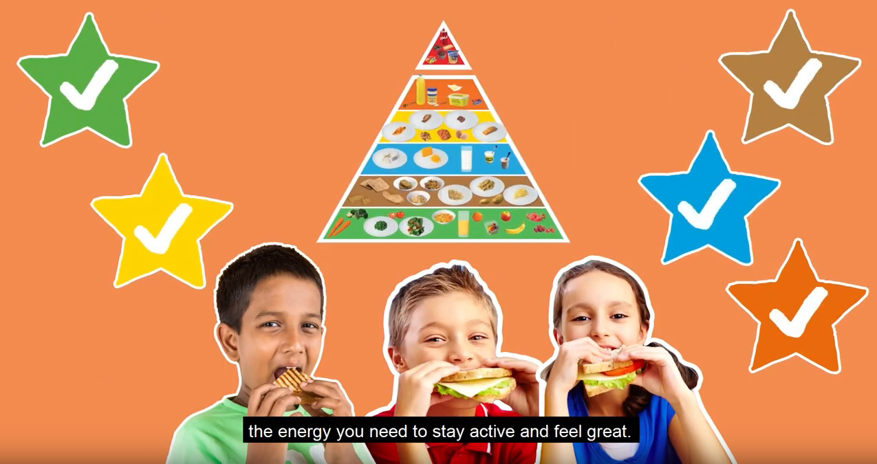 Children eating healthy sandwiches