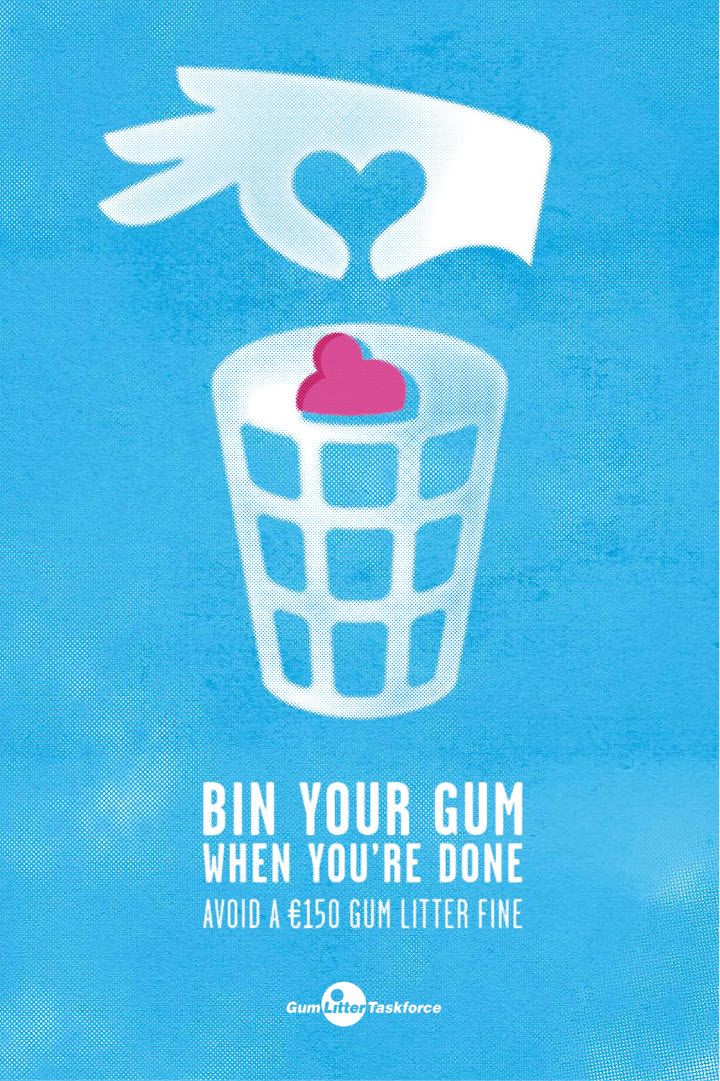 Bin your gum - blue poster